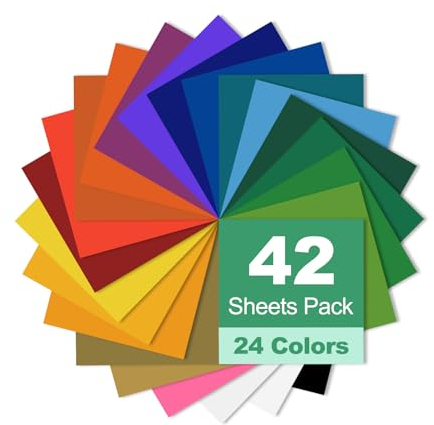 Qobobo 48 Fogli Vinile Permanente 30,5 x 30,5 cm Vinile Adesivo Fogli Permanenti Adesivi in Vinile per Cricut Plotter Taglio Silhouette Cameo Stampante - 40 Colori