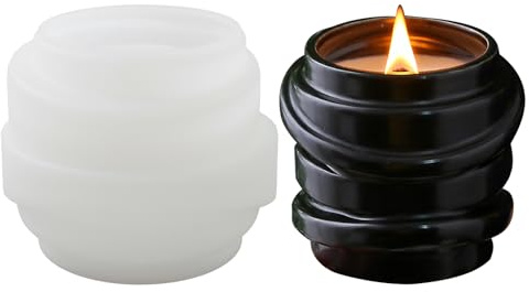 JS MOLD Stampo in silicone per calcestruzzo in silicone, stampo per candele, stampo in silicone per candele, stampo in silicone per portacandele, vasi di fiori