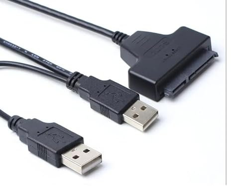 norrberg Cable adaptador de conector USB 2,0 a SATA de 7 + 15 pines y 22 pines para disco duro de 2,5 pulgadas HDD Dual USB2.0 USB 2,0 a SATA de 22 pines