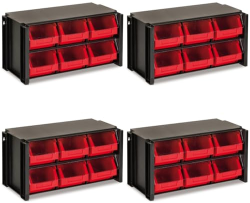 Tayg Packung mit 4 Organizern für Werkzeuge und Schrauben - Schubladen aus Kunststoff, Schubladen-Organizer, Organizer für die Werkstatt, stapelbare Schubladen