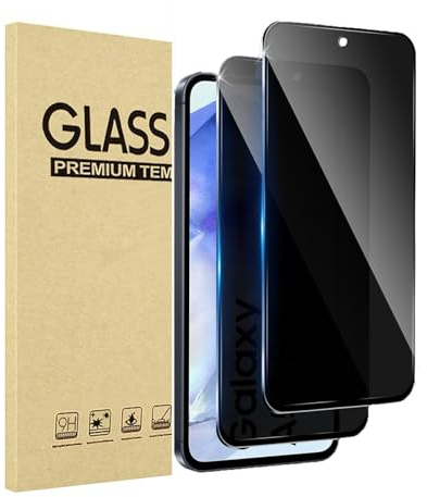 JMDZDL Verre Trempé Anti-Espion Compatible avec Samsung Galaxy A55 5G, [2 pièces] Privacy Protection D'écran pour Samsung A55 5G Couverture Complète Film Protecteur Vitre Dureté 9H Privé Protecteur