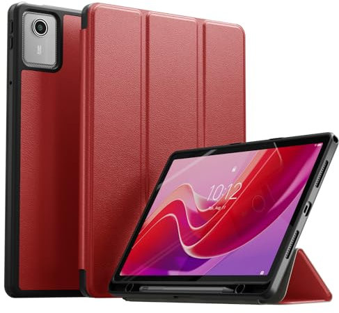 YRH for Lenovo Tab M11 Case with Pen Holder, Back Soft TPU Protective Cover with Auto Sleep/Wake, for Lenovo M11 Tablet Case 11'' TB330FU, Red