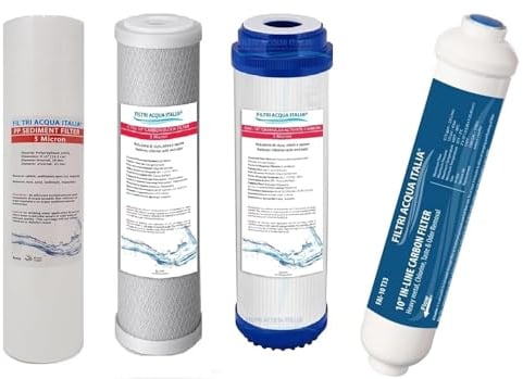 Kit Filtri Acqua 4 Stadi Ricambio per Osmosi Inversa Depuratore Acqua domestico standard da 10 Filtri Acqua Italia®
