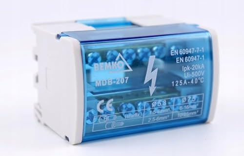 VCX Blocco di distribuzione | blocco di collegamento 2 x 7 | guida DIN | 125 A | morsettiera modulare | TH35