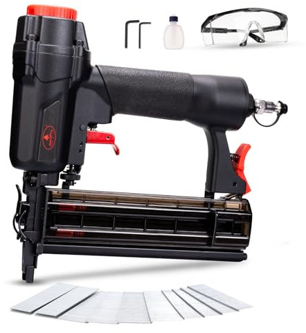 AEROPRO Tools Pneumatischer Nagler, 18 Gauge, 2-in-1 Air Brad Nagelpistole und Heftpistole mit 1000 Nägeln für Polster, DIY-Projekte, Holzbearbeitung