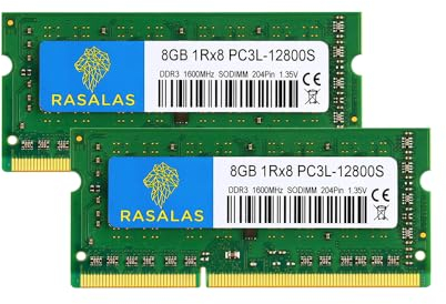 16GB 1Rx8 PC3L-12800S-11 RAM, Kit 2X8 GB DDR3L 1600MHz SODIMM Memorie Per portatile, DDR3 RAM 16GB 1.35V CL11 204-Pin PC3-12800 8 GB 16GB PC3L 12800S NON ECC