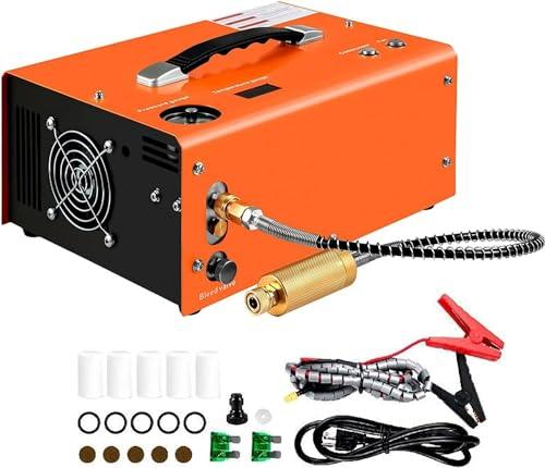 Portable PCP Air Compressor - 4500psi High Pressure Pump for Airgun, Pneumatic Rifles & Inflatable Items - Powered by Car 12V DC Or Home 110V-240V AC - Includes Water-Oil Separator