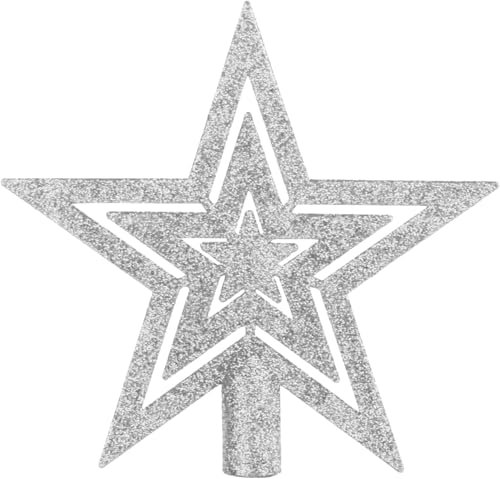 DERAYEE Glitzernde Weihnachtsbaumspitze,Stern Weihnachtsbaumschmuck Baumspitze Weihnachten für Weihnachtsdeko (Silver)