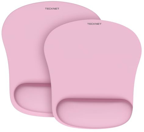 TECKNET Mouse Mat Wrist Support, 2 Pack Ergonomic Mouse Mat with Memory Foam, Mice Pad with Anti-slip Rubber Base, Waterproof Surface Mouse Pad for Computer, Laptop, Office, Home and Travel