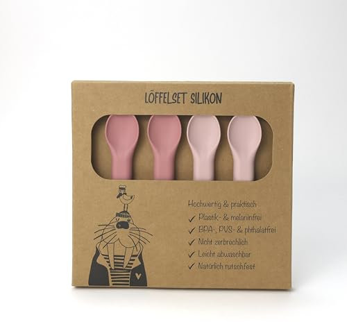 So&So Silikon Baby Esslernlöffel–4er-Pack BPA-freie Lernlöffel mit weicher Spitze für Kleinkinder–Baby-Training Löffel für Selbstfütterung, beißfest, ideal für Led Weaning
