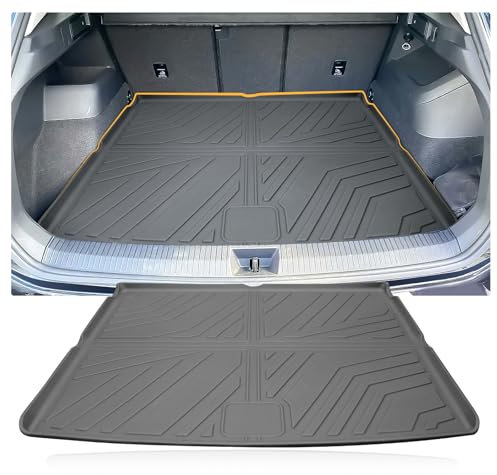 LFOTPP Kofferraummatte Gummi Original Kompatibel mit VW Tiguan III MK3 2024 2025 2026, TPE Kofferraumwanne Wasserdicht Anti-Staub Gummi Truck Schutzmatte Tiguαn 3 Zubehör für oberer Ladeboden