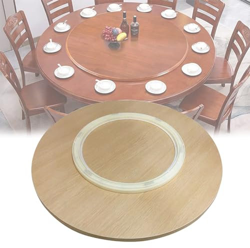 Plateau de service rond pivotant en bois de 50 cm de diamètre, rotation à 360°, pour cuisine et hôtel, assiette de service élégante et fonctionnelle pour une expérience culinaire