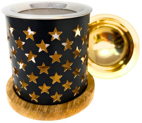 Trintura Räucherstövchen mit Räuchersieb und Räucherschale zum Räuchern Set (Stern Schwarz)