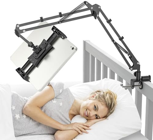 JUBORUI Porta Tablet da Letto, Supporto Tablet Letto con Braccio in Alluminio Stabile, Rotazione a 360° Support o Table t da Tavolo, Support o iPad Lett o per iPad/Pro/Air/Mini, 4,7-12,9'' Table t