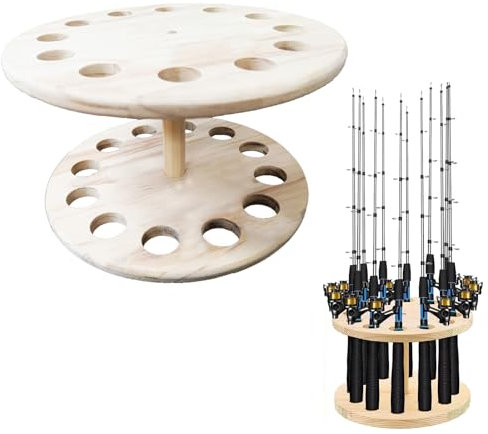 Generisch Angelrutenhalter, Rutenhalter Halterung für 12 Angelruten, Angelrutenhalterung aus Holz für Angelruten Aller, Angelrutenständer Angelzubehör für Familie, Garage