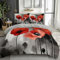 Bettbezug Pflanzen Malen Mohnblumen Bettwäsche Set 135 x 200 cm, Pflanze Mohn Bettwäsche-Set Mädchen Junge Kinder Deluxe Mikrofaser Weiche Bettbezug mit Reißverschluss und Kissenbezüge
