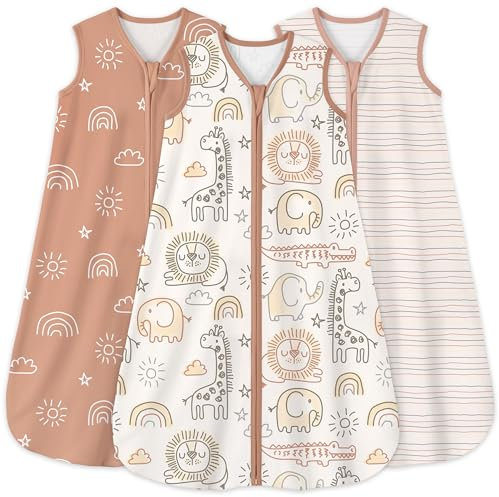Yoofoss Schlafsack Baby Sommer 0.5 Tog - 3er Pack 78cm/6-12 Monate 100% Baumwolle Sommerschlafsack Babyschlafsack 78 cm für Jungen Mädchen Neugeborene 6-12 Monate