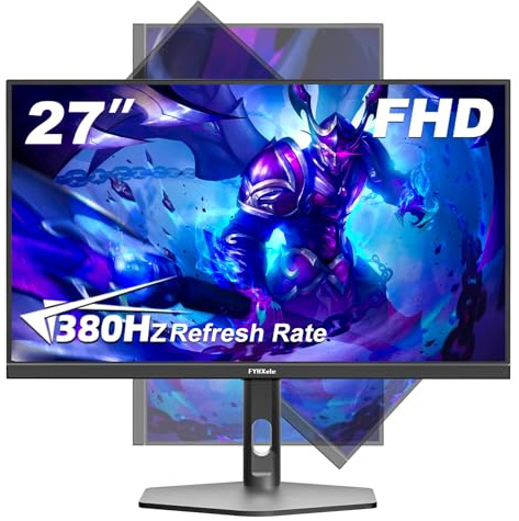FYHXele Gaming Monitor 27 Inch 380Hz FHD 1080P 0.5ms Frameless Ultra Slim Computer Monitor Vertical Height Adjustable Pivot/Swivel/Tilt Monitor Support