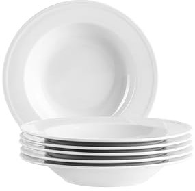 MÄSER Serie Arlona, piatto fondo per 6 persone, in porcellana di alta qualità, senza tempo, elegante, porcellana, bianco