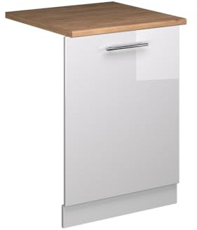 Vicco Panel Frontal del lavavajillas Fame-Line, Blanco Alto Brillo, 60 cm, ET Roble