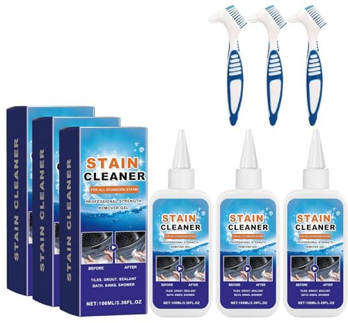 Household Stain Removing Gel,Powerful Household Black Stains Remover Gel,Washing Machine Cleaner for Washing Grout,Tile, Refrigerator,Windows,Bathroom,Kitchen Sink Stain (3PCS)