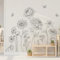 SHUCHING Wandtattoo Große Schwarz Weiße Blüten, Wandaufkleber Pfingstrose Blumen, Selbstklebend Wandsticker für Wohnzimmer Schlafzimmer Küchef