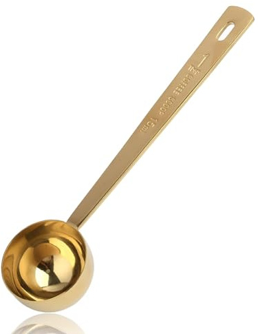 15 ml Messschaufel für Kollagen-Ergänzungen: Präzisions-Gold-Messlöffel mit langem Griff – Edelstahl-Kaffeeschaufeln für Proteinpulver, Kaffee, Matcha