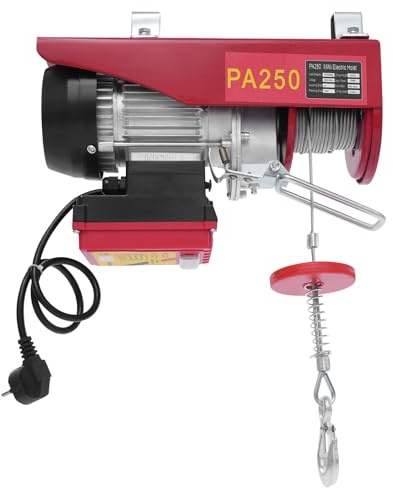 250 kg de matériel de levage électrique avec commande sans fil, 10 m/min (câble unique), 5 m/min (double l), avec 2 sangles de levage et 2 crochets, pour soulever des objets de forme régulière ou