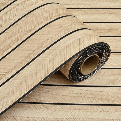 Wood Grille Self-Adhesive Wall Stickers Wood Grain Grille Background Thickening Wallpaper, 40X300CM IXPE PVC Self-Adhesive Stickers Roll Noise Reduction Wall Panels for Wall Decal (GS002, 40X300CM)
