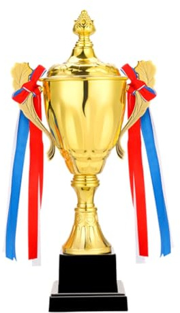 QOIFLYIN Trophäe, Gold, Metall, 30 cm Höhe, Quadratische Basis, Skulpturförmig, Pokal für Sportveranstaltungen und Wettbewerbe