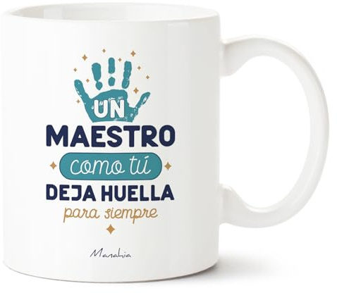 Manahia - Taza Maestro - Un Maestro como tú deja Huella para Siempre - Impresa en Francia - Cerámica - Regalo Profesor Original - Fin de Curso, Escuela - Gracias Profe - Caja Regalo Kraft