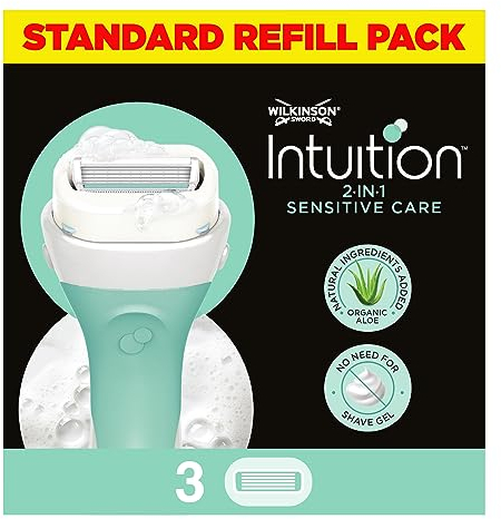 WILKINSON SWORD - Intuition Sensitive Care For Women | No Shave Gel Needed | Pack of 3 Razor Blade Refills