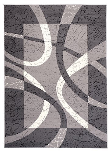 Carpeto Designer Teppich Modern Rahmen Gestreift Kurzflor Meliert In Grau - ÖKO TEX (200 x 300 cm)