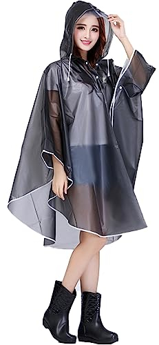Jetai, poncho impermeabile trasparente da donna, mantella leggera e portatile per la pioggia, giacca antivento e impermeabile in EVA, cappotto antipioggia