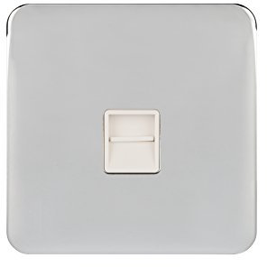 Schneider Electric Lisse Screwless Deco - Single Telephone Socket, Master, 240V GGBL7061WPC, Polished Chrome with White Insert