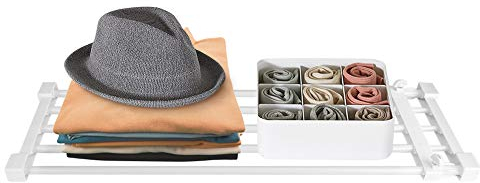 Ejoyous Teleskop-Garderobensystem Regal, Teleskop-Schranksystem Regalsystem Kleiderschrank-Organizer Ausziehbarer Schrank-Trenner für Küche Kühlschrank Bücherregal Bereich 73,2~128cm