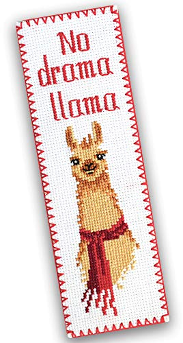 Povitrulya Counted Cross Stitch Kit for Adults or Kids “No Drama Llama“ | Funny Hand Embroidery Bookmark Kits | Mother's Day Gift for Mom or Grandma