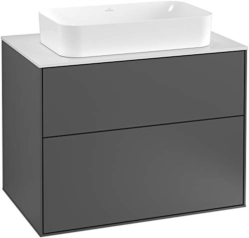 Villeroy und Boch Finion Waschtischunterschrank F63100, 800x603x501mm, Abdeckplatte White Matt, Farbe: Anthracite Matt - F63100GK
