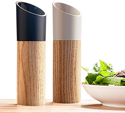 Topzone Salz und Pfeffer mühle 2er Set,Salz und Pfeffermühle Salzmühle,Salz und Pfeffermühle,Pfeffermühlen-Set Pfeffer Mühle Gewürzmühle im Set Einstellbarer Keramikschleifkern Mühle