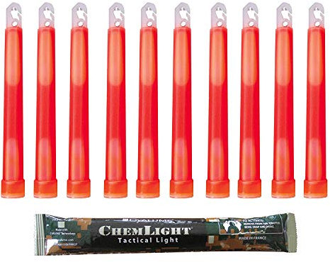 Cyalume Leuchtstab 15 cm, Original Militärische ChemLight Lightsticks In Rot (20-er Pack), Hohe Brenndauer Von 12 Stunden, 100% Konform Mit Den NATO-Spezifikationen, Militärtauglich, REACH-konform
