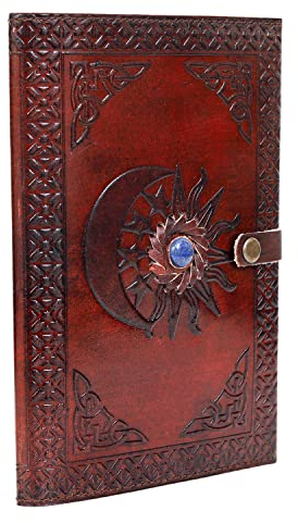 Leder-Tagebuch mit linierten Seiten – Sonne & Mond Ledergebundenes Schreibtagebuch für Damen und Herren (15,2 x 22,9 cm) linierte Tagebücher für Frauen, ledergebundenes Notizbuch liniertes Tagebuch &