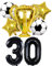 Conruich Fußball Luftballons Geburtstag 30 Jahre Mann, Luftballons Geburtstagsdeko 30 Jahre Männer, Riesen Folienballon Zahl 30 Schwarz, Fussball Ballon 30. Geburtstag Party Dekoration