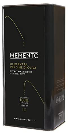 MEMENTO - L’huile d'olive vierge extra – Premium - Extraction à froid - Non filtrée - 100% italienne (5 Litres)