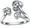 POPLYKE Pilz Ringe für Frauen Sterling Silber Verstellbarer Offener Ring Schmuck Vintage Cool Nature Ring 7 Größe