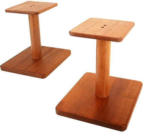 OKOstand Soportes para altavoces de escritorio hechos de madera maciza pura, estilo natural, placa superior giratoria de 360°, apto para altavoces de mesa medianos/grandes y monitores de estudio