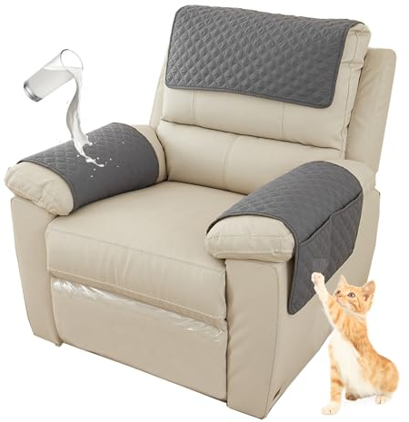 HonunG Sessel überzug,Sesselschoner Mit Armlehnesesselschoner, Sesselschoner,Sofa Bezug,Anti-Rutsch Wasserdicht Waschbar Armkappen Für 1 2 3 Sitzer (Dunkelgrau,2 Sitzer | 4 STK)