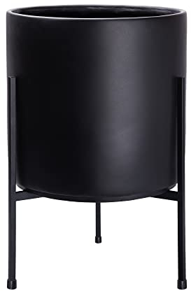 D'vine Dev Moderner schwarzer Pflanztopf mit robustem Ständer, großer 30,5 cm Topf, 45,6 cm mit Ständerhöhe, 96-T-B-3