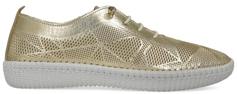 PAYMA - Zapatillas Deportivas Sneakers de Piel para Mujer. Flexibles y Cómodos. Zapatos Planos Casual. Cordones Elásticos. Gran Confort. Color: Platino 2, Talla: EU 38