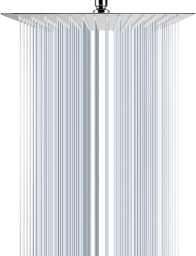 ILIKEPOW Rain Shower Head 10 inch Square Large Rainfall Overhead Fixed Shower Head, 304 Stainless Steel, Chrome