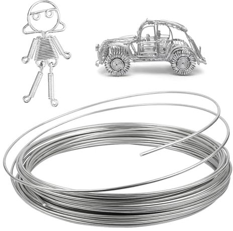 Alambre Aluminio Artesanal para Escultura 3mm X 10m, Alambre Manualidades con Maleable Flexible Doblable Aluminio Artesanal de Alambre de Plata para Joyeria Fabricacion, DIY Floristería (Plata)